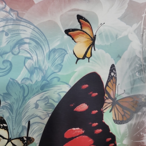 Y2K Jostar Butterfly Embellished Tunic Top Size M Shark Bite Fairy 90s Colorful - Picture 11 of 15